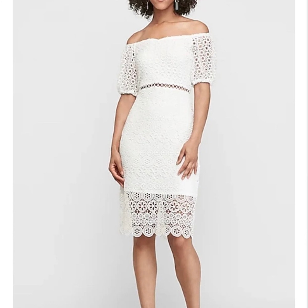 NEW - Express White Lace Crochet Dress